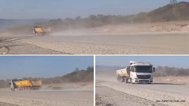 Labranda Yolundan Kalkan Toz Bulutu Çevreyi Rahatsız Ediyor!