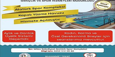 Milas Belediyesi Kapalı Yüzme Havuzu Hizmete Açıldı