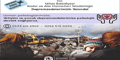 Milas Belediyesi'nden Depremzedelere Psikolojik Destek